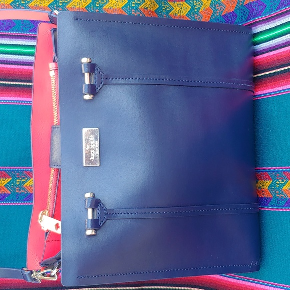Kate Spade Navy Blue and Hot Pink Leather Arbour Hill Elodie Shoulder Tote - Picture 4 of 17